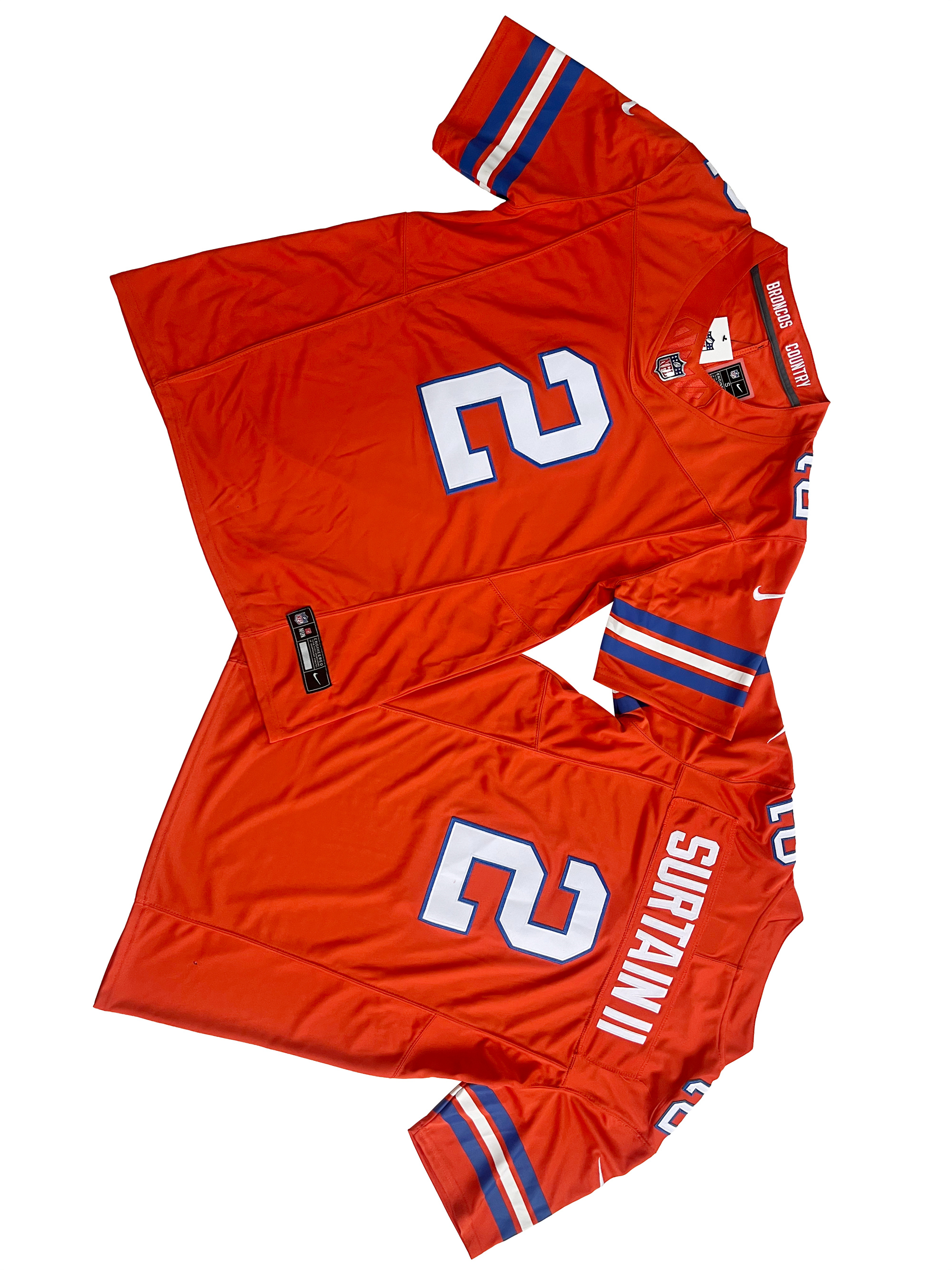 Men Denver Broncos #2 Surtain II Nike Orange Alternate Mile High Collection 1977 Throwback Vapor F.U.S.E. Limited Jersey->nfl hats->Sports Caps